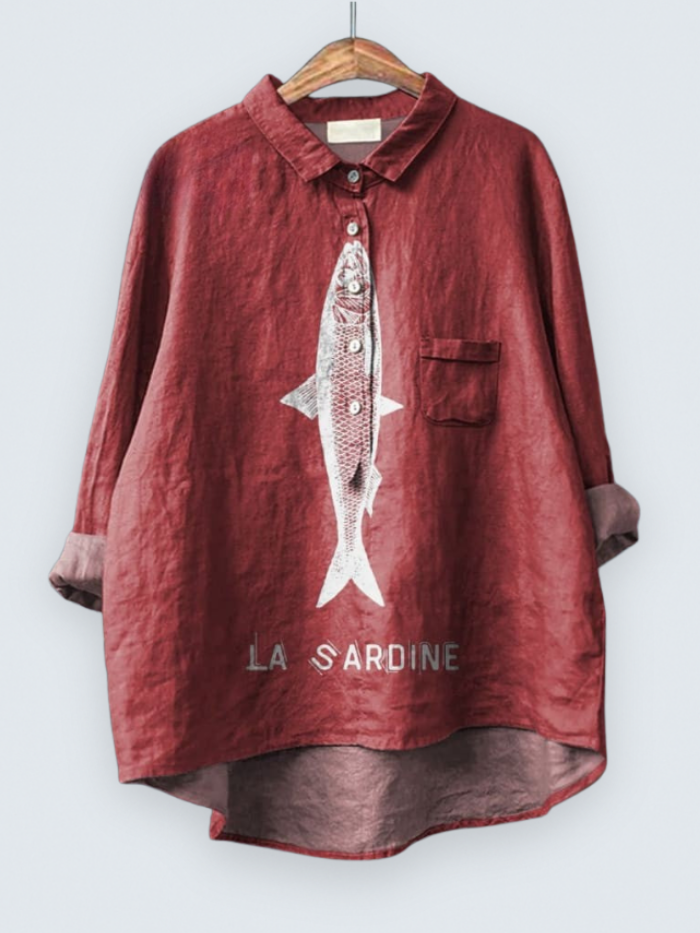 Sardine Fish Graphic Printed Women's Casual Shirt