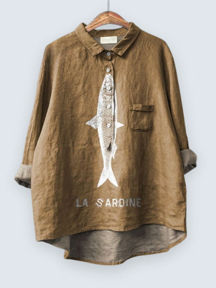 Sardine Fish Graphic Printed Women's Casual Shirt
