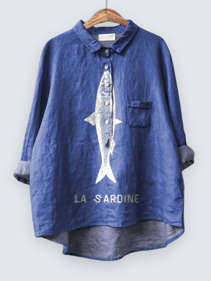 Sardine Fish Graphic Printed Women's Casual Shirt