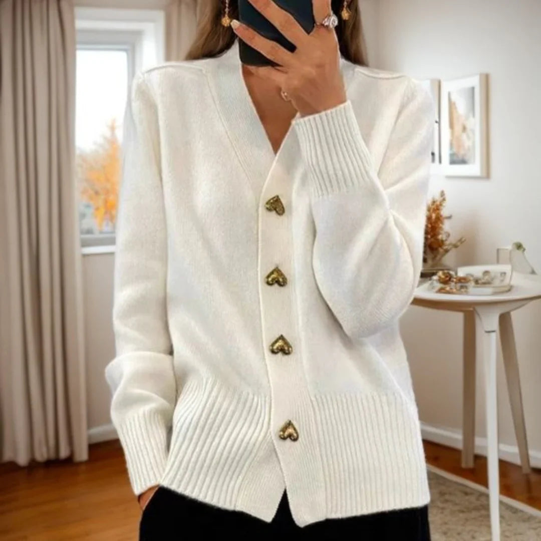 Armelle | Elegant Heart Button Cardigan