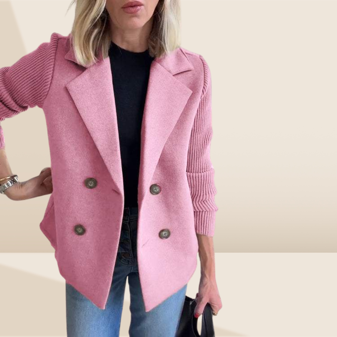 Harper | Button patchwork sleeves casual coat