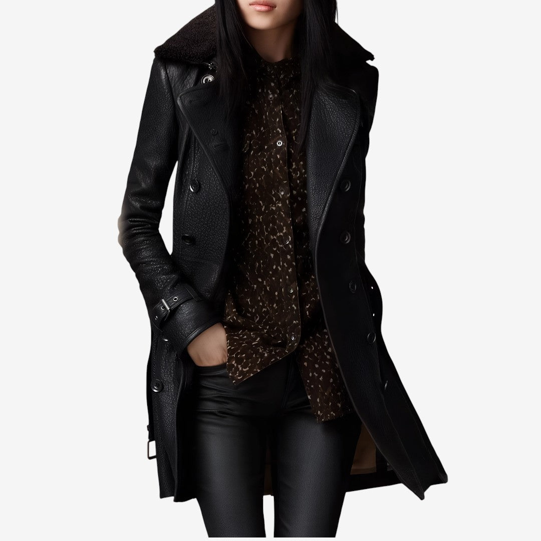 Clara | Elegant 3/4 Leather Coat